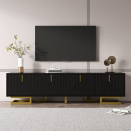 Btm Tv Stand Cabinet Textured Doors Gold Handles Gold Legs Tv Unit For Living Room Furniture - thumbnail 9
