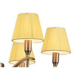 Luminosa Lighting Luminosa Siena Pendant Round 6 Light E14, Antique Brass With Amber Cream Shades And Amber Crystal - thumbnail 6