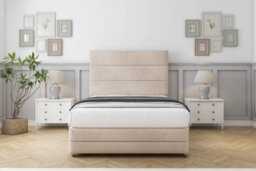 "Sloomy Monaco Sand Naples Divan Bed 2 Drawers Left Side-26"" Strutted Headboard & 12"" Footboard 3' Single" - thumbnail 2