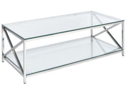 Wyld And Coco Glam Modern Glass Coffee Table 120 X 60 Cm, Polished Silver Steel Frame - thumbnail 3