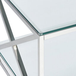 Wyld And Coco Glam Modern Glass Coffee Table 120 X 60 Cm, Polished Silver Steel Frame - thumbnail 5