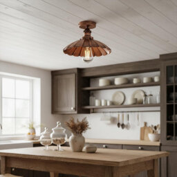 Vintage Flush Mount Ceiling Light With 22Cm Umbrella Lampshade Metal E27 Light Fitting For Living Room Kitchen Dining Room - thumbnail 6
