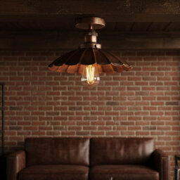 Vintage Flush Mount Ceiling Light With 22Cm Umbrella Lampshade Metal E27 Light Fitting For Living Room Kitchen Dining Room - thumbnail 3