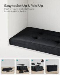 LEDREM Storage Ottoman, Foldable Small Ottoman Foot Rest, 38 X 76 X 38 Cm Foot Stool,ink Black - thumbnail 6