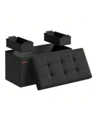LEDREM Storage Ottoman, Foldable Small Ottoman Foot Rest, 38 X 76 X 38 Cm Foot Stool,ink Black - thumbnail 5