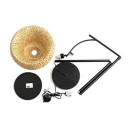 Darphe 60W Wicker Floor Lamp, Curved Floor Lamp With Foot Switch, Black Floor Lamp - thumbnail 5