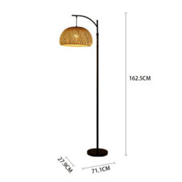 Darphe 60W Wicker Floor Lamp, Curved Floor Lamp With Foot Switch, Black Floor Lamp - thumbnail 8