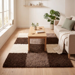 "Bravich Brown Checked Shaggy Rug 200 X 290Cm (6'7"" X 9'6"")" - thumbnail 4