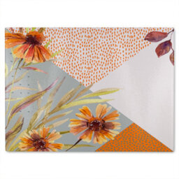 Benjamin Tate Design Autumn Geometric Shapes And Flowers Glass Chopping Boarddesigner Style