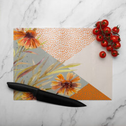 Benjamin Tate Design Autumn Geometric Shapes And Flowers Glass Chopping Boarddesigner Style - thumbnail 3