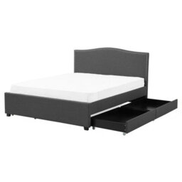 Beliani Bed With Storage Drawers Fabric Montpellier 160 X 200 Cm (Eu King Size) Led Grey - thumbnail 7