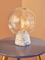 Orsina Versatile Globe Lamp With Grey Marble Base, Contrasting Bedside Table Light, Contemporary Modern Lamp - thumbnail 2