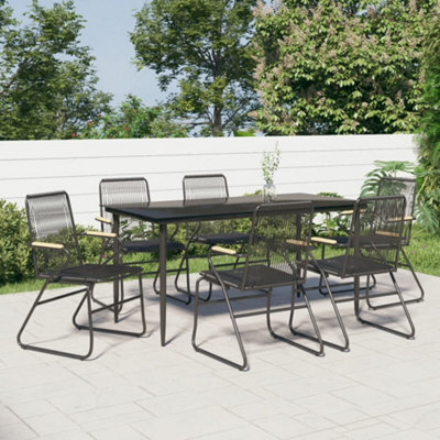 Berkfield 7 Piece Garden Dining Set Black Pvc Rattan - image 1