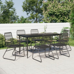 Berkfield 7 Piece Garden Dining Set Black Pvc Rattan - thumbnail 1