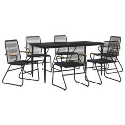 Berkfield 7 Piece Garden Dining Set Black Pvc Rattan - thumbnail 3
