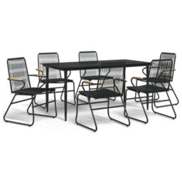Berkfield 7 Piece Garden Dining Set Black Pvc Rattan - thumbnail 2