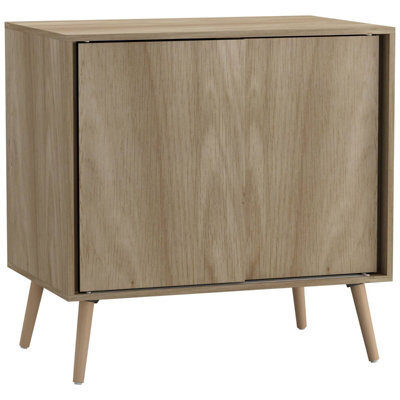 Urbn-Living Urbnliving 2-Door Sliding Chest Cabinet Sideboard Oak Carcass Closet Storage Cupboard Organiser With Beech Legs - image 1