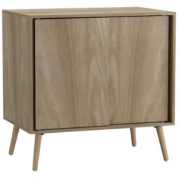 Urbn-Living Urbnliving 2-Door Sliding Chest Cabinet Sideboard Oak Carcass Closet Storage Cupboard Organiser With Beech Legs - thumbnail 1