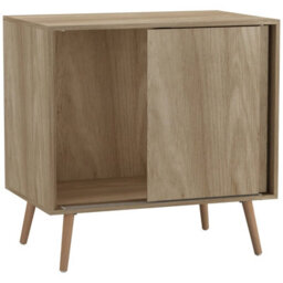 Urbn-Living Urbnliving 2-Door Sliding Chest Cabinet Sideboard Oak Carcass Closet Storage Cupboard Organiser With Beech Legs - thumbnail 5