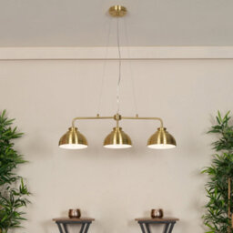 Litecraft Brooklyn Satin Brass 3 Light Industrial Ceiling Pendant Bar - thumbnail 1