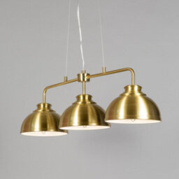 Litecraft Brooklyn Satin Brass 3 Light Industrial Ceiling Pendant Bar - thumbnail 3