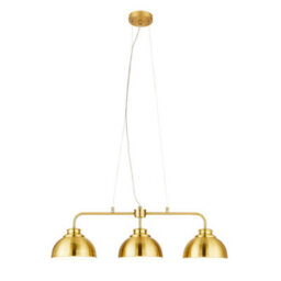 Litecraft Brooklyn Satin Brass 3 Light Industrial Ceiling Pendant Bar - thumbnail 2