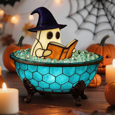CLEFFNS Ghost Bubble Bath Lamp Halloween Decorations Nightlight Usb Powered, Cute Ghost Reading Book Lamp With Soft Led Glow For Bedroom - image 1