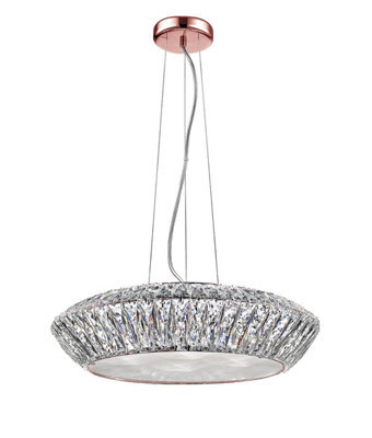 Luminosa Lighting Luminosa Armel 5 Light Led Crystal Rosy Gold Pendant Ceiling Light