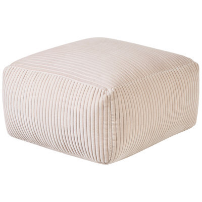 Wyld And Coco Beige Corduroy Square Pouffe With Eps Beads - 50 X 50 X 30 Cm - image 1