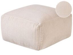 Wyld And Coco Beige Corduroy Square Pouffe With Eps Beads - 50 X 50 X 30 Cm - thumbnail 3