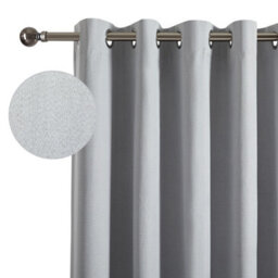 Ameha Plain 100%blackout Ringtop Curtain Luxury Linen 135 Gsm Thermal Insulated Window Curtains Pair Silver 46'x54' With Tie Backs - thumbnail 2