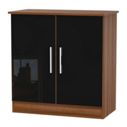 Trent 2 Door Sideboard In Black & Noche Walnut (Ready Assembled)