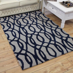 Blue Wool Handmade Luxurious Modern Easy To Clean Abstract Dining Room Bedroom And Living Room-200Cm X 300Cm - thumbnail 3