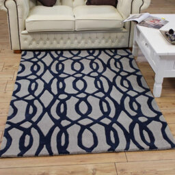 Blue Wool Handmade Luxurious Modern Easy To Clean Abstract Dining Room Bedroom And Living Room-200Cm X 300Cm - thumbnail 2