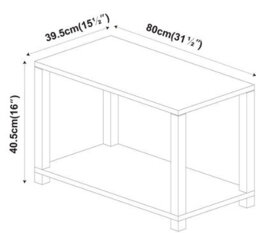 Urbn-Living Urbnliving 80Cm Width Dark Oak With Black Legs 2 Tier Coffee Side Table With Shelf Tv Stand - thumbnail 4