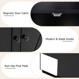 Costway 180 Cm Freestanding Bookcase Modern Bookshelf With 2-Door Cabinet-Black - thumbnail 6