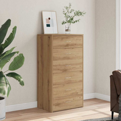 Walplus Sideboard With 6 Drawers Artisan Oak 50X34X96 Cm Engineered Wood - image 1