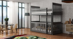 Arte Graphite Cris Bunk Bed With Cot & Foam Mattresses - Secure & Compact (H1710mm W1980mm D980mm) - thumbnail 2