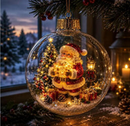 Amorly Led Light Up Christmas Globe Ornament, Clear Hanging Ball Bauble With Inner Scene, Christmas Tree Home Holiday Decoration - thumbnail 1