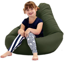 Beautiful Beanbags Kids Highback Beanbag Indoor Or Outdoor Bean Bag For Children Ready Filled - Olive