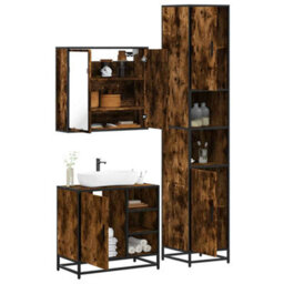 Berkfield 3 Piece Bathroom Furniture Set Smoked Oak Engineered Wood - thumbnail 1