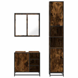 Berkfield 3 Piece Bathroom Furniture Set Smoked Oak Engineered Wood - thumbnail 5