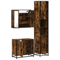 Berkfield 3 Piece Bathroom Furniture Set Smoked Oak Engineered Wood - thumbnail 8
