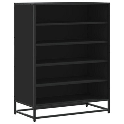 Berkfield Elegant Shoe Cabinet Black 75X38X97.5 Cm Engineered Wood And Metal