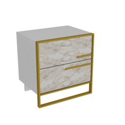 Decorotika Polka Nightstand 2 Drawer Bedside Table White Marble Effect & Gold - thumbnail 4