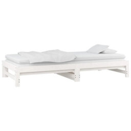 Berkfield Pull-Out Day Bed White 2X(90X200) Cm Solid Wood Pine - thumbnail 7