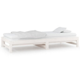 Berkfield Pull-Out Day Bed White 2X(90X200) Cm Solid Wood Pine - thumbnail 6