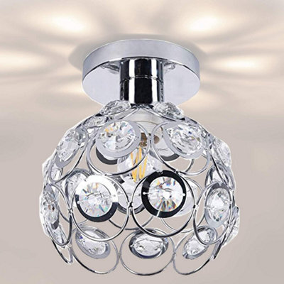 Ceiling Light Crystal Silver Chandelier Semi Flush Mounted Modern G9 - image 1