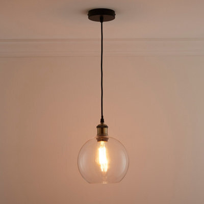 K Living Antonio 1 Light Hanging Clear Glass Ceiling Pendant With Filament Bulb - image 1