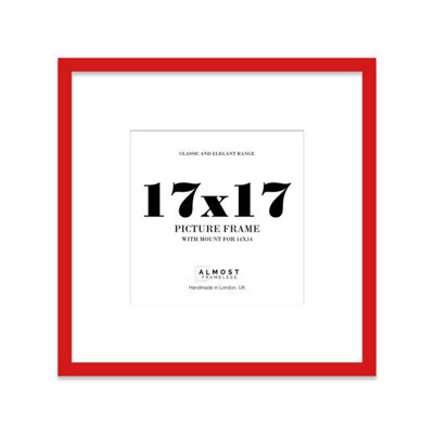 "17X17"" Red Picture Frame - 17X17"" Square Frame With 14X14"" Mount For 17X17""/14X14"" Pictures Moderrn Style Thin Edge, 1 Pack" - image 1